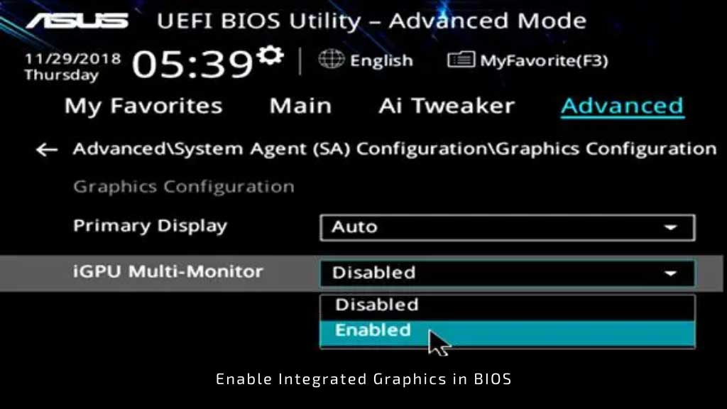 Enable Integrated Graphics in BIOS