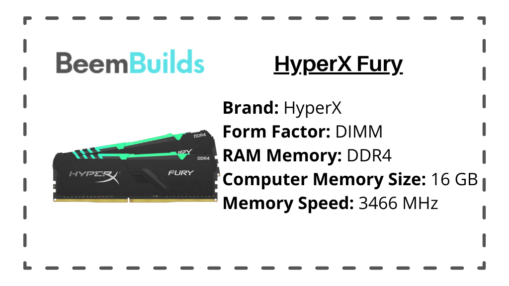 HyperX Fury 16GB 3466MHz DDR4 CL16 DIMM (Kit of 2)